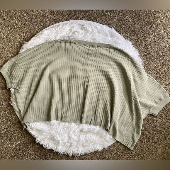 By Together Crop Top Sweater Top Oversized Ribbed Short Sleeve Womens Medium - Picture 2 of 6